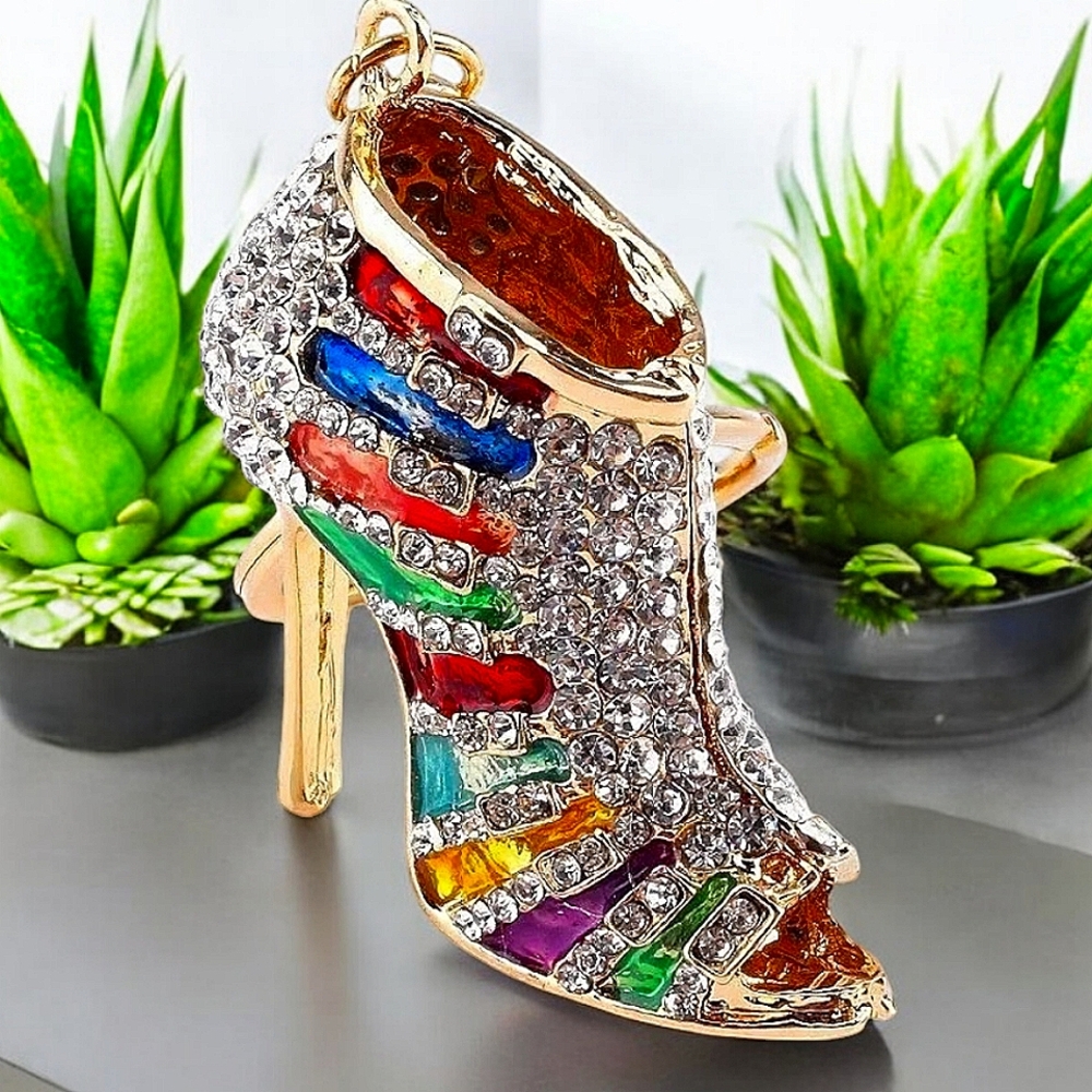 JEWEL BEAUTY | Stiletto High Heel Shoe Crystal Key Ring Bag Pendant | NWT